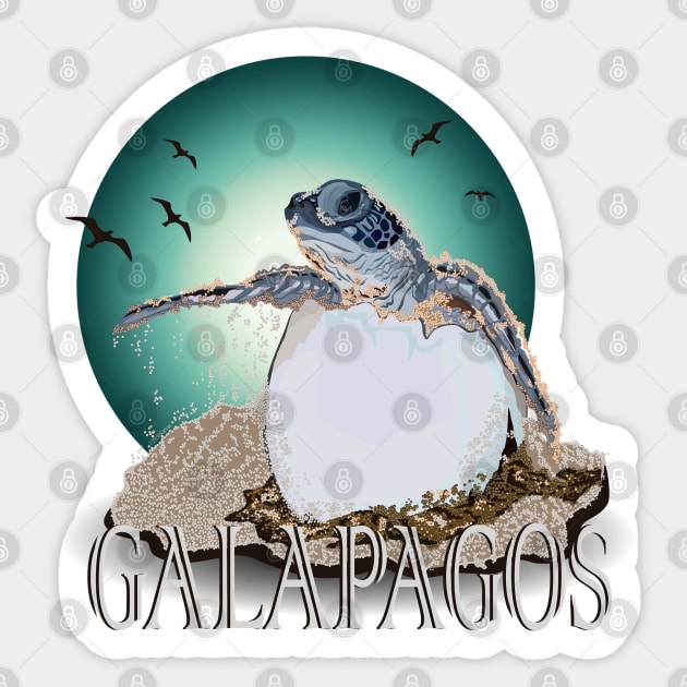 Tortuga Marina bebé en Galápagos Sticker by leeloolook